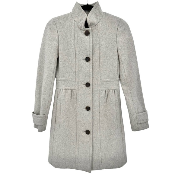 J.Crew Retro Lady Day Wool Blend Mandarin Collar Pleated Peplum Peacoat